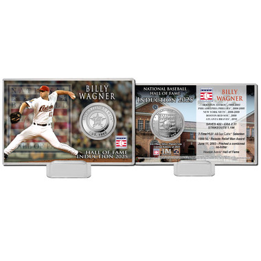 Billy Wagner Houston Astros Highland Mint Hall of Fame Class of 2025 Silver Plated Coin Card