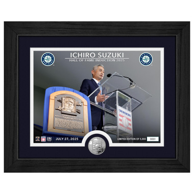 Ichiro Suzuki 2025 HOF Induction Speech Silver Coin 13 x16 Photomint