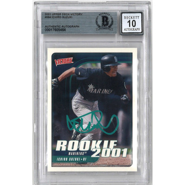 Ichiro Suzuki Seattle Mariners Autographed 2001 Upper Deck Victory # 564 Rookie Card (Beckett)