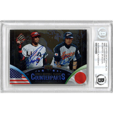 Ken Griffey Jr. and Ichiro Suzuki Autographed Card 2006 Upper Deck Special F/X WBC Counterparts #3 (Beckett)