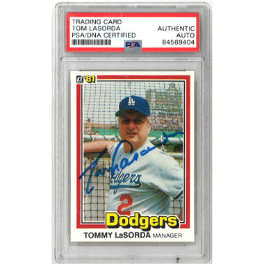 Tommy Lasorda Autographed Card 1981 Donruss # 420 (PSA)