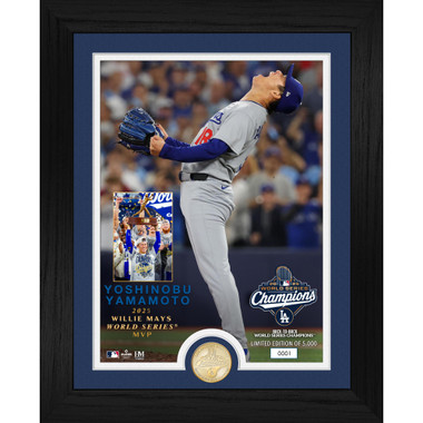 Yoshinobu Yamamoto 2025 World Series MVP Bronze Coin 13" x 16" Photo Mint