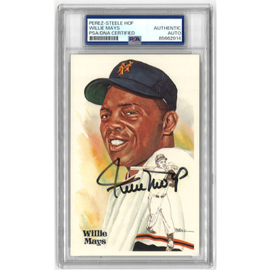 Willie Mays Autographed Perez-Steele HOF Series Postcard # 168 (PSA-14)