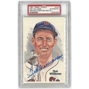 Ted Williams Autographed Perez-Steele HOF Series Postcard #104 (PSA-99)