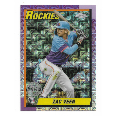 Zac Veen 2025 Topps Update Series 35th 1990 Silver Pack Chrome # U90C-8 Rookie Card