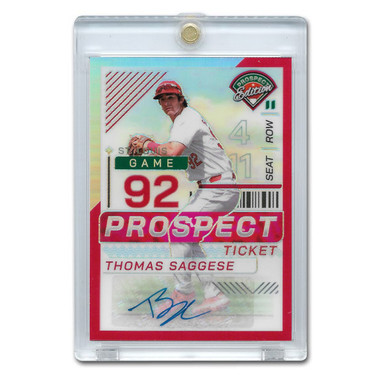 Thomas Saggese Autographed Card 2024 Panini Prospects Red # 61 Ltd Ed of 199