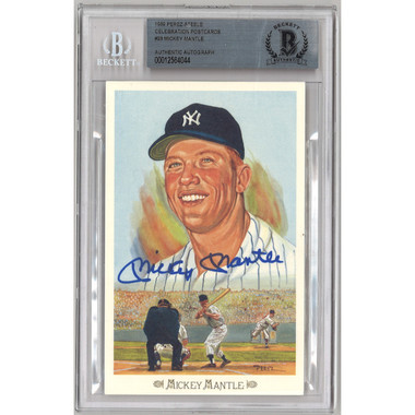 Mickey Mantle Autographed Perez-Steele Celebration Series Postcard # 28 (PSA-94)