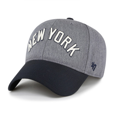 Men’s ’47 Brand New York Yankees Granite Script Dark Grey Heather and Navy Adjustable Snapback Cap