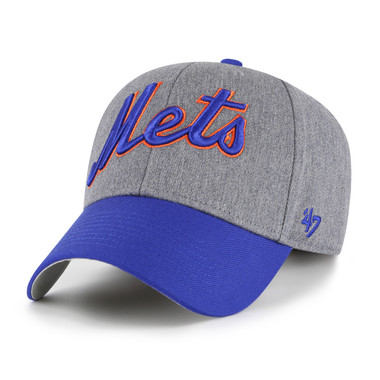 Men’s ’47 Brand New York Mets Granite Script Dark Grey Heather and Royal Adjustable Snapback Cap