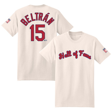 Men’s Carlos Beltrán Baseball Hall of Fame 2026 Inductee Vintage Jersey Number Heavyweight Ivory T-Shirt