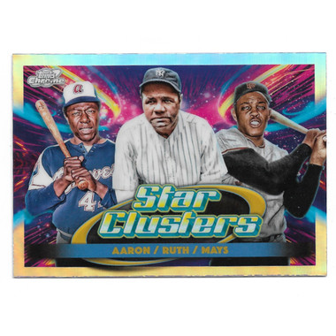 Hank Aaron, Babe Ruth and Willie Mays 2025 Topps Cosmic Chrome Star Clusters # 6