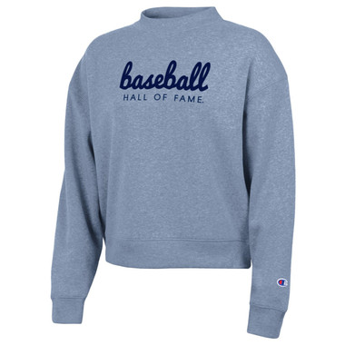 Women’s Champion Baseball Hall of Fame Mock Neck Pale Blue Crew Sweatshirt