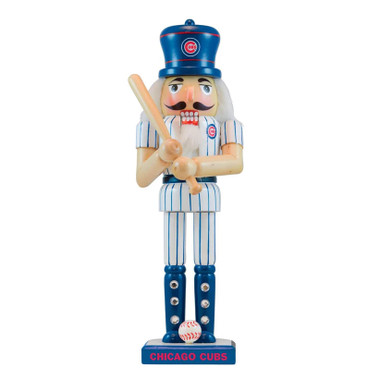 Chicago Cubs 12 Inch Wooden Holiday Nutcracker
