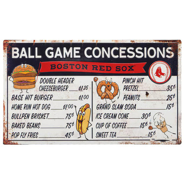 Boston Red Sox Ball Park Concessions 17 x 10 Metal Sign