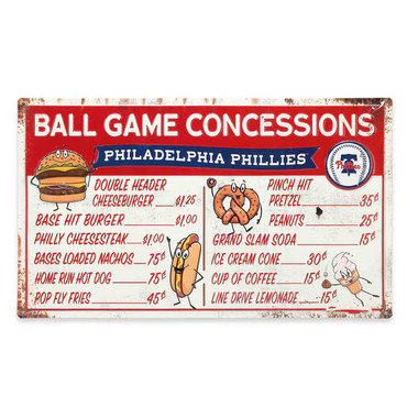 Philadelphia Phillies Ball Park Concessions 17 x 10 Metal Sign
