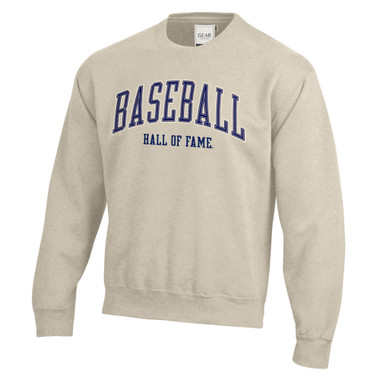 Baseball Hall of Fame Wool Applique Oatmeal Crewneck Sweatshirt