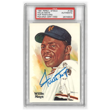 Willie Mays Autographed Perez-Steele HOF Series Postcard # 168 (PSA-00)