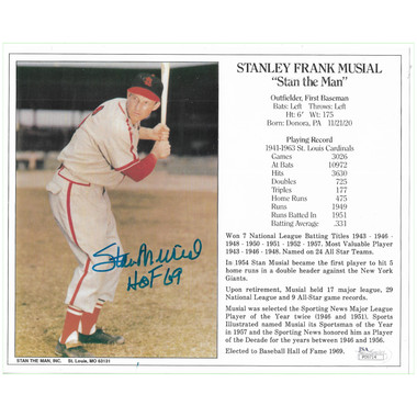 Stan Musial Autographed 8x10 Career Statistics Photo Print (JSA)