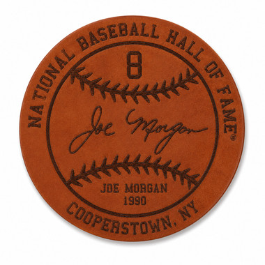Joe Morgan Baseball Hall of Fame 1990 Inductee Leather Engraved Coaster