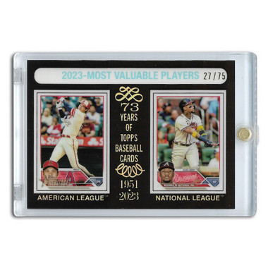 Shohei Ohtani and Ronald Acuna Jr. 2024 Topps Heritage Chrome Black # 204 Ltd Ed of 75