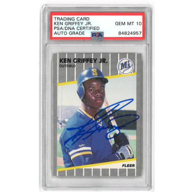 Ken Griffey Jr. Autographed Baseball Rookie Card 1989 Fleer # 548 (PSA 10)
