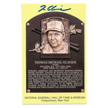 Tom Glavine Autographed Hall of Fame Plaque Postcard (Beckett)