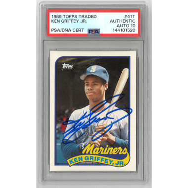 Ken Griffey Jr. Autographed Baseball Rookie Card 1989 Topps Traded # 41T (PSA)