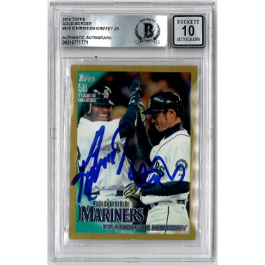 Ken Griffey Jr. and Ichiro Suzuki Dual Autographed Card 2010 Topps Gold # 515 (Beckett)