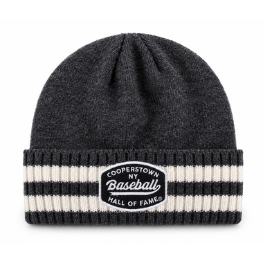 Unisex Baseball Hall of Fame Striped Charcoal Grey Knit Cap