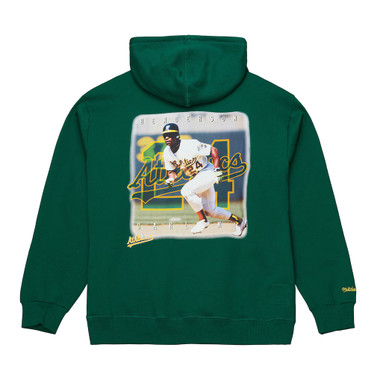 Men’s Mitchell & Ness Rickey Henderson Oakland Athletics Green Fleece Hoodie