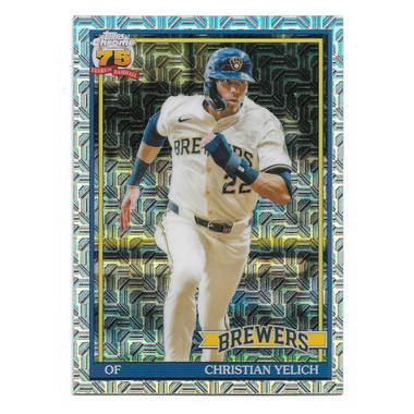 Christian Yelich 2026 Topps Chrome 35th Anniversary Silver Pack Mojo # 91C-100