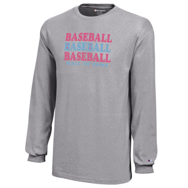 Youth Baseball Hall of Fame Champion Grey Long Sleeve Jersey Tee