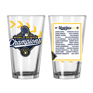 Milwaukee Brewers 2026 World Series Champions 16 Ounce Roster Pint Glass