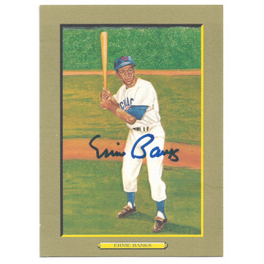 Ernie Banks Autographed Perez-Steele Great Moments Jumbo Postcard # 21  (PSA-07)