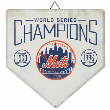 New York Mets World Series Champions Home Plate Metal Wall Art