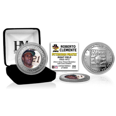 Highland Mint Roberto Clemente Pittsburgh Pirates Hall of Fame Silver Photo Coin