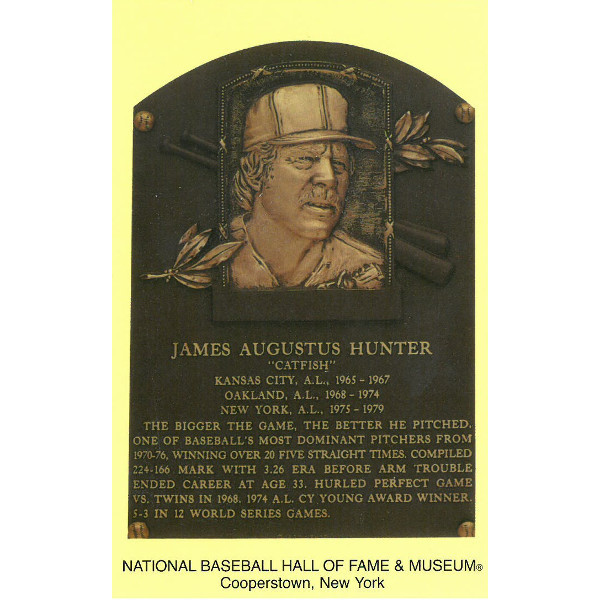 Catfish Hunter Baseball Hall of Fame Plaque Postcard