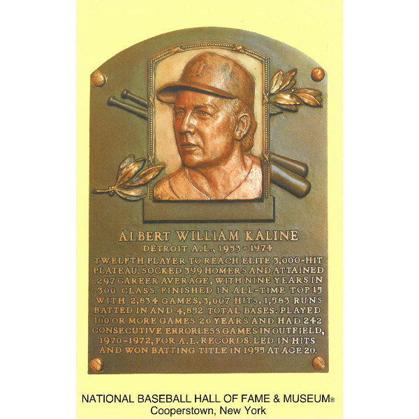 Al Kaline Baseball Hall of Fame Plaque Postcard