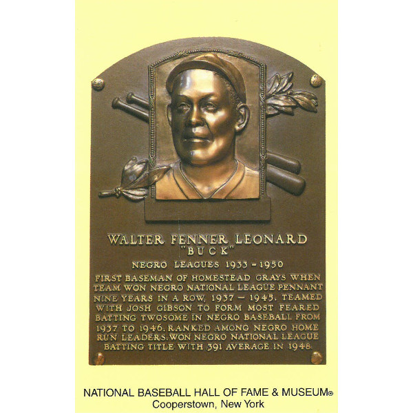 Buck Leonard Baseball Hall of Fame Plaque Postcard