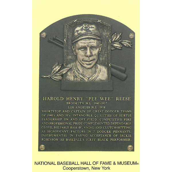 Pee Wee Reese Baseball Hall of Fame Plaque Postcard