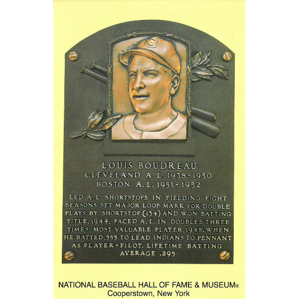 Lou Boudreau Baseball Hall of Fame Plaque Postcard