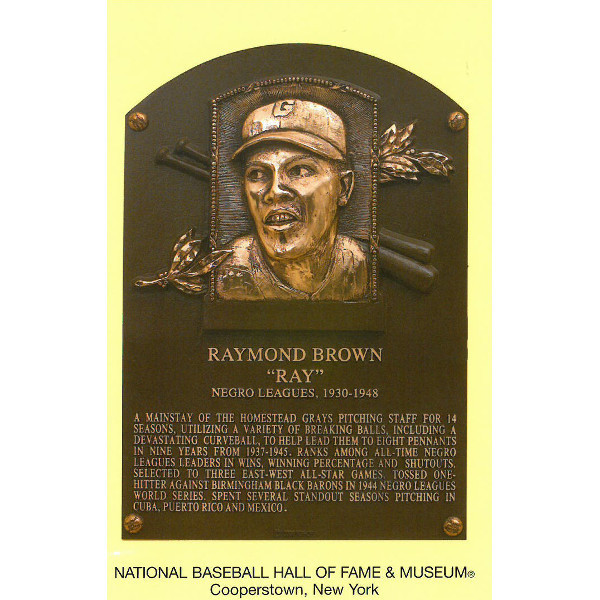 Ray Brown Baseball Hall of Fame Plaque Postcard