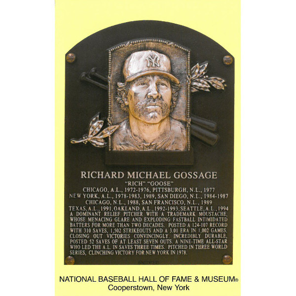 Goose Gossage Baseball Hall of Fame Plaque Postcardv