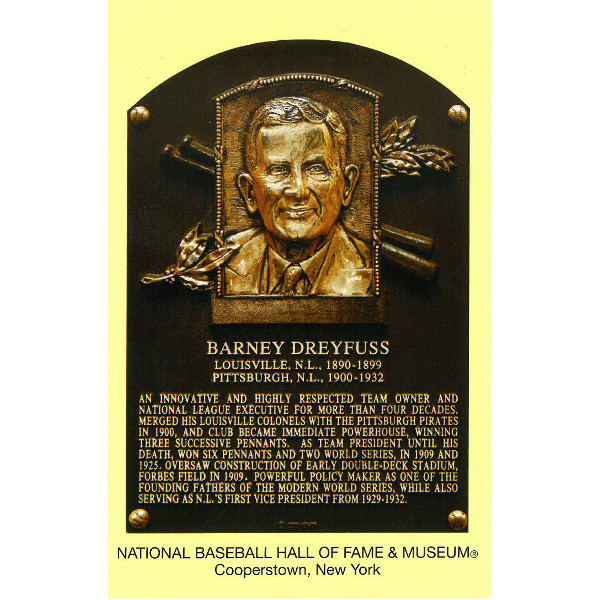 Barney Dreyfuss Baseball Hall of Fame Plaque Postcard