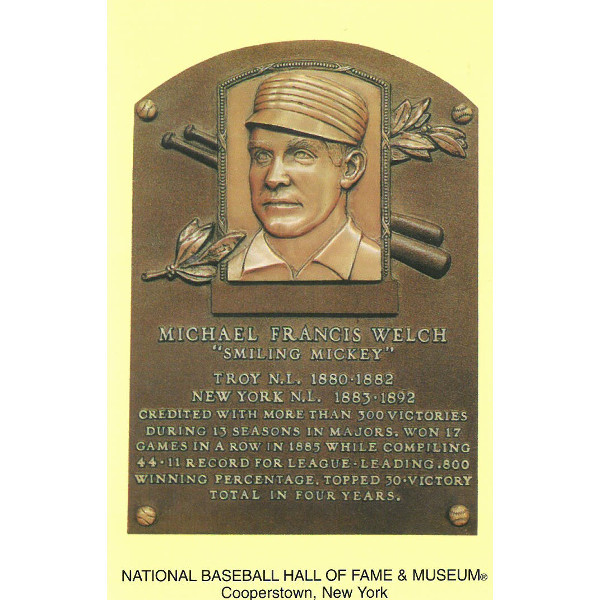 Mickey Welch Baseball Hall of Fame Plaque Postcard