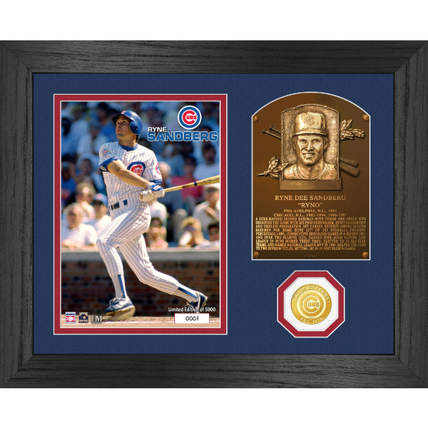 Highland Mint Ryne Sandberg Hall of Fame Plaque Bronze Coin 13 x 16 Photo Mint