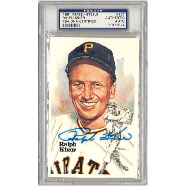 Ralph Kiner Autographed Perez-Steele HOF Series Postcard #151 (PSA-24)