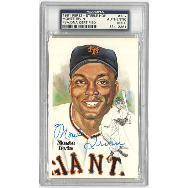 Monte Irvin Autographed Perez-Steele HOF Series Postcard #137 (PSA-81)