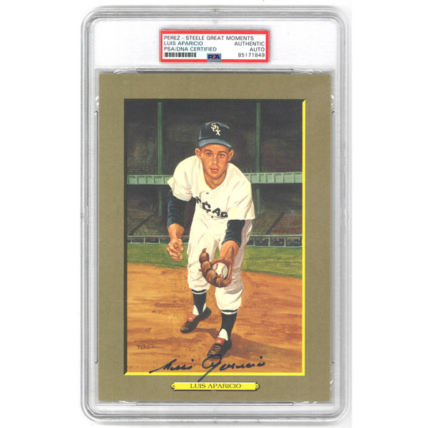 Luis Aparicio Autographed Perez-Steele Great Moments Jumbo Postcard # 43 (PSA-49)