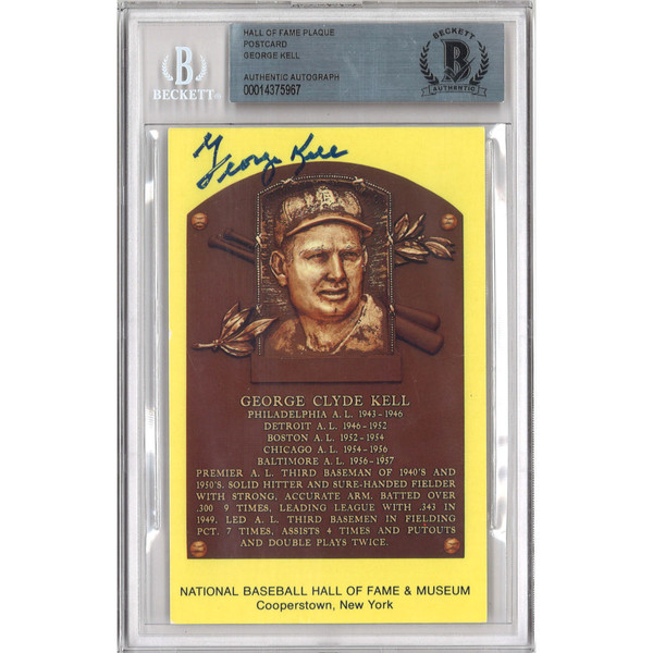 George Kell Autographed Hall of Fame Plaque Postcard (Beckett-67)